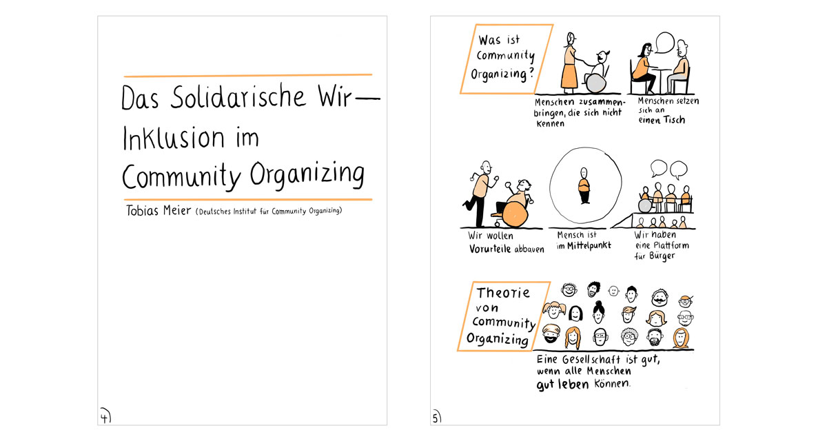 das solidarische Wir: Inklusion im ommunity Organizing: Was ist Community Organizing? Menschen zusammenbringen, die sich nicht kennen. Mensch ist im Mittelpunkt. Wir haben eine Platform für Bürger. Theorie von Community ORganizing: eine Gesellschaft ist gut, wenn alle Menschen gut leben können.