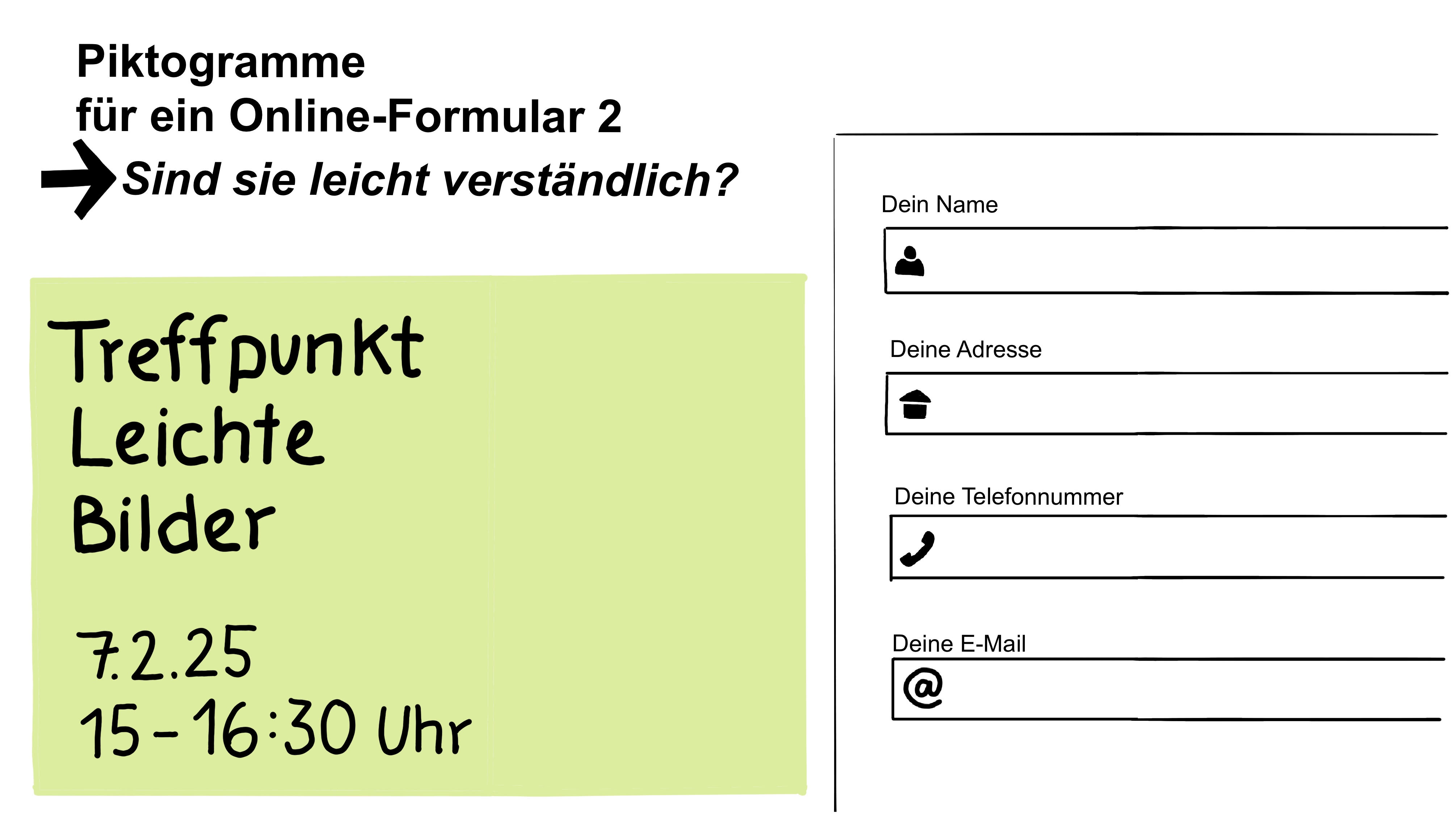 Titel der Veranstaltung zusammen mit einer Zeichnung eines Online-Formulars